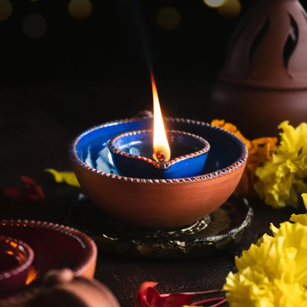 Amalfiee Handmade Exclusive Double Walled Colourful Diya Amalfiee_Ceramics