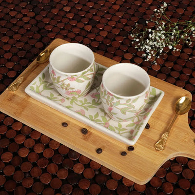 Amalfiee Handmade Kamal Ceramic Tea Kulhad and Snacks Serving Tray Set of 4 Amalfiee_Ceramics