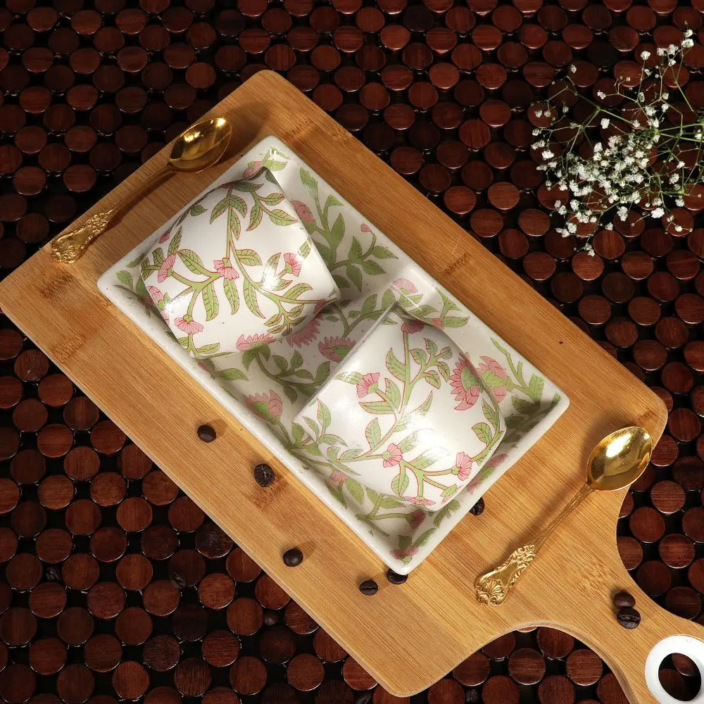 Amalfiee Handmade Kamal Ceramic Tea Kulhad and Snacks Serving Tray Set of 4 Amalfiee_Ceramics