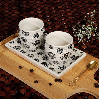 Amalfiee Handmade Syahi Black Print Ceramic Serving Tray and Kulhad Set of 3 Amalfiee_Ceramics
