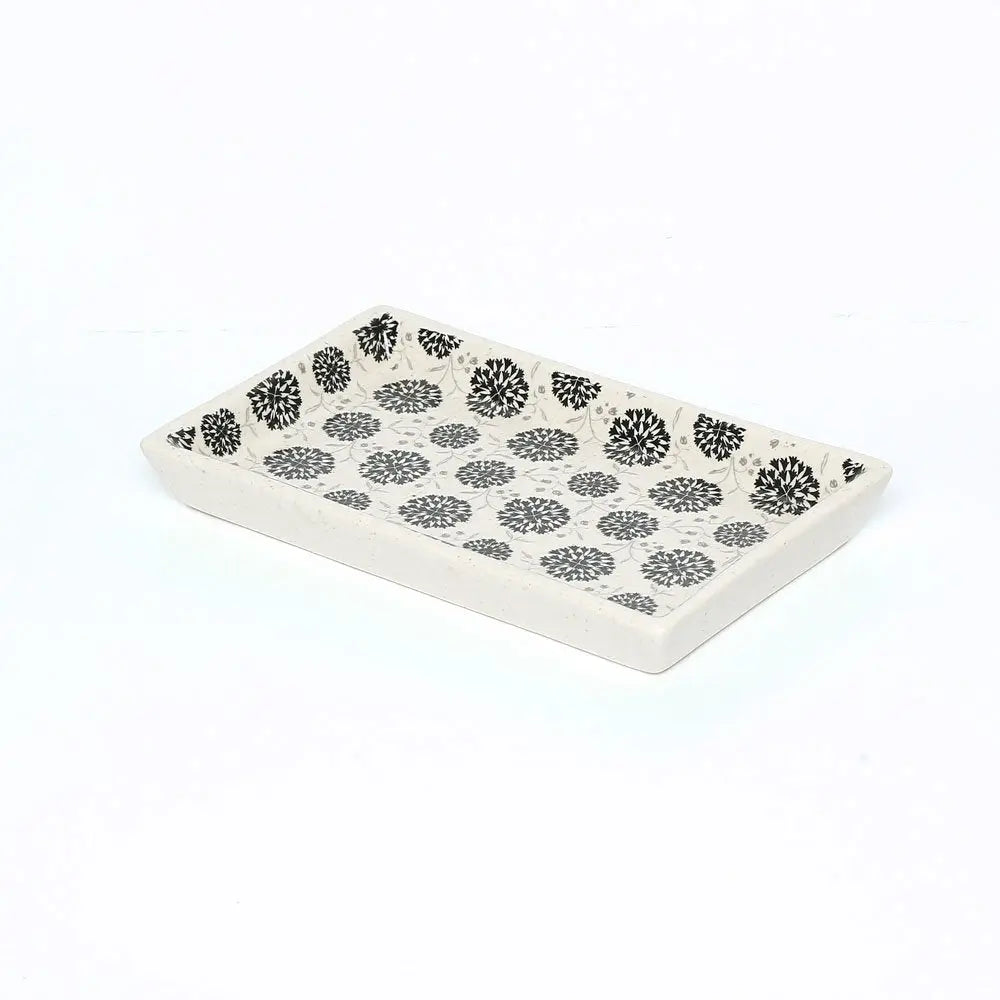 Amalfiee Handmade Syahi Black Print Ceramic Serving Tray and Kulhad Set of 3 Amalfiee_Ceramics
