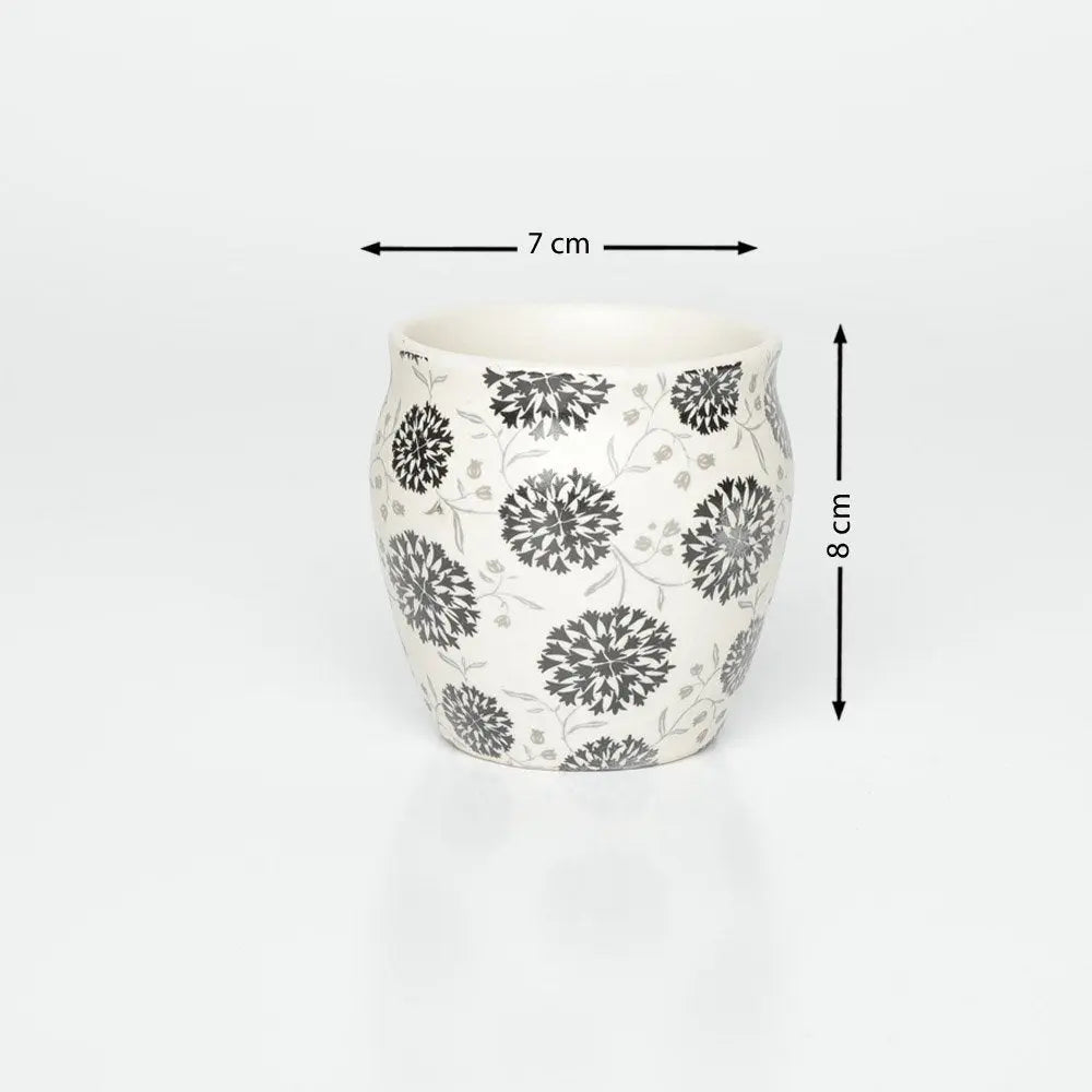 Amalfiee Handmade Syahi Black Print Ceramic Serving Tray and Kulhad Set of 3 Amalfiee_Ceramics
