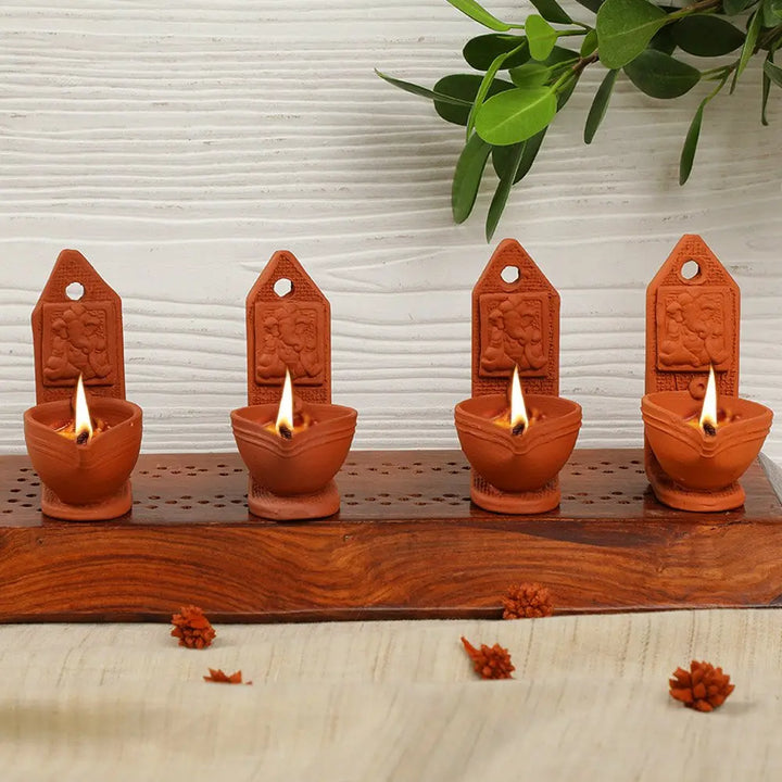 Amalfiee Handmade Terracotta Ganpati Diya Lamp set of 4 Amalfiee_Ceramics