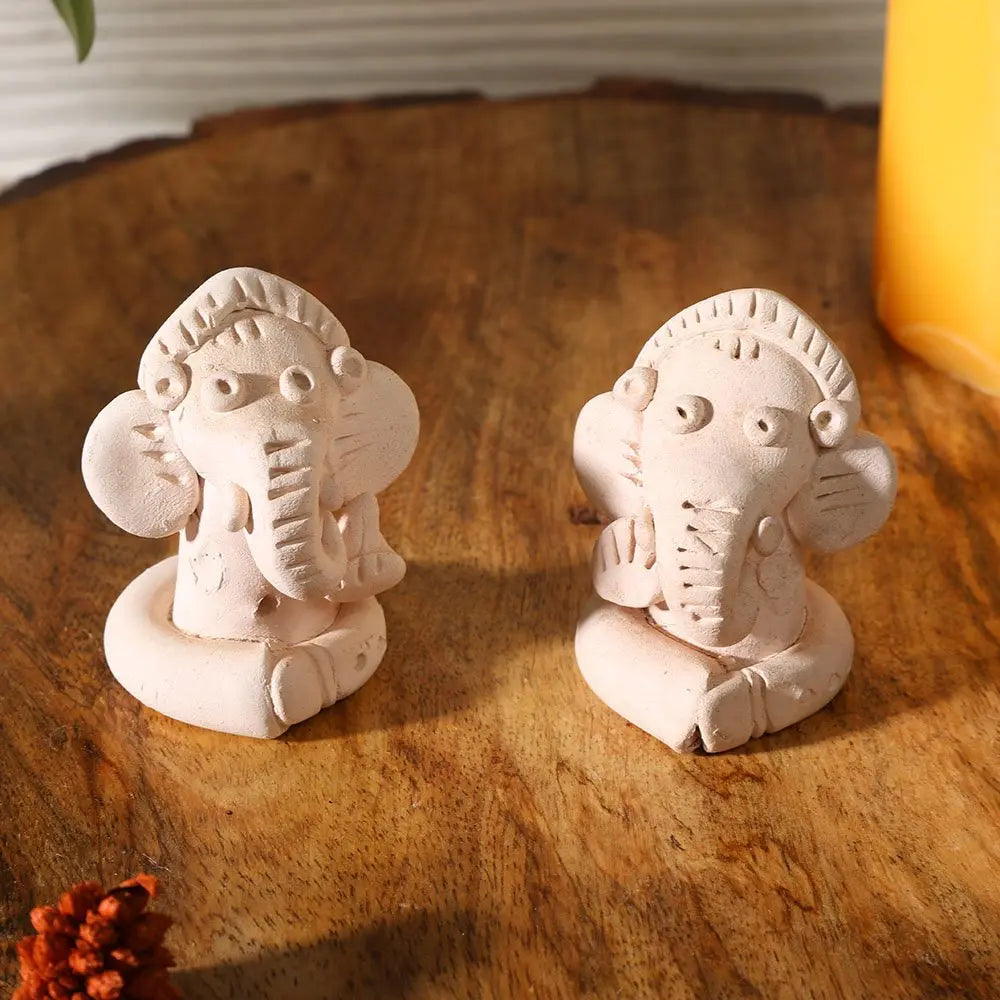 Amalfiee Handmade Terracotta Small Ganesh Sculpture Set of 2 Amalfiee_Ceramics