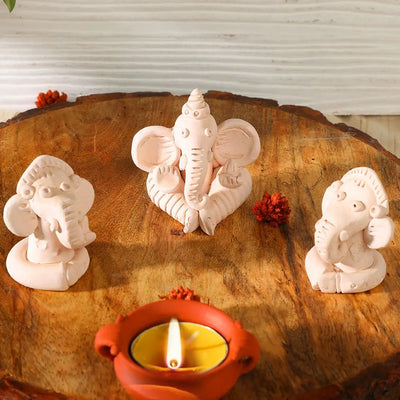 Amalfiee Handmade Terracotta Small and Medium Ganesh Sculpture Set of 3 Amalfiee_Ceramics
