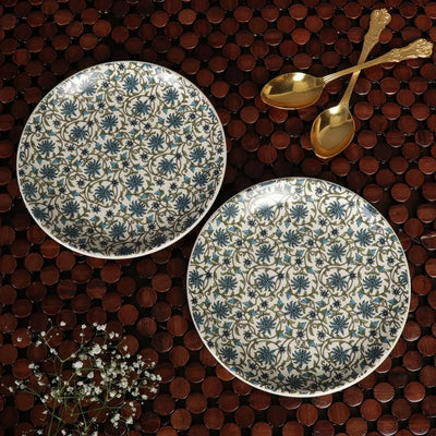 Amalfiee Handmade Turkish Blue Ceramic Salad Quarter Dinner Plate Set of 2 Amalfiee_Ceramics