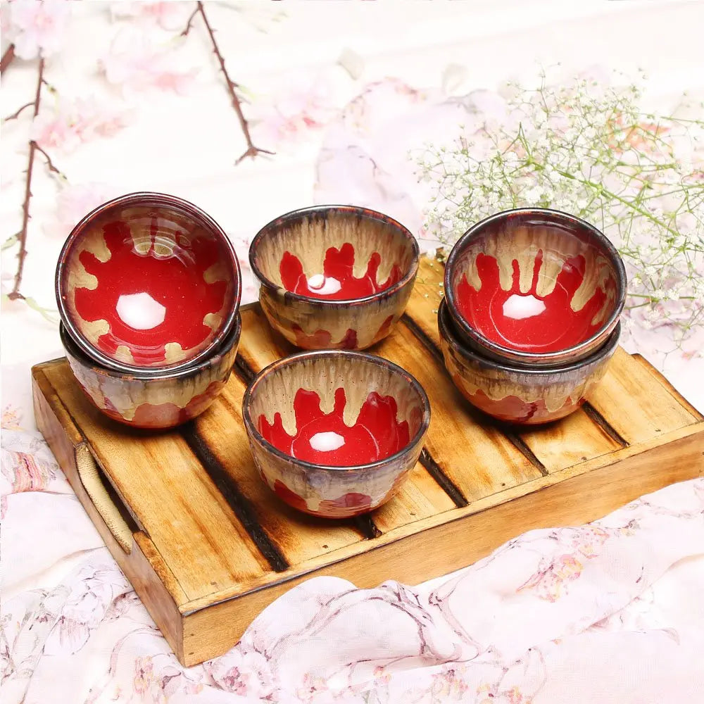 Amalfiee Raajsi Handmade 4" Ceramic Dessert Bowl Set of 6 Amalfiee_Ceramics