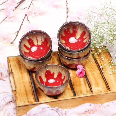 Amalfiee Raajsi Handmade 4" Ceramic Dessert Bowl Set of 6 Amalfiee_Ceramics