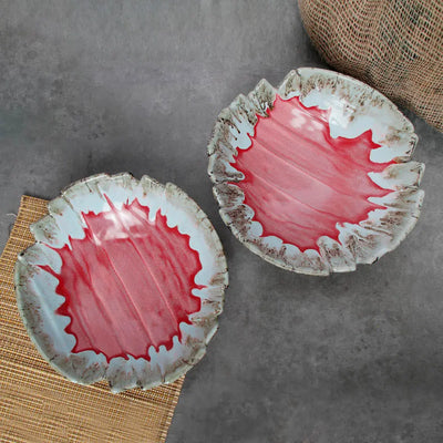 Amalfiee Rouge 11" Handmade Large Ceramic Serving Bowl Set of 2 Amalfiee_Ceramics