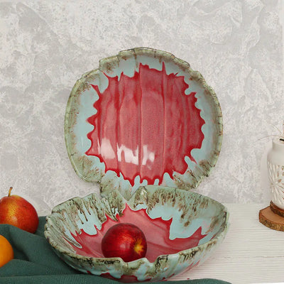Amalfiee Rouge 11" Handmade Large Ceramic Serving Bowl Set of 2 Amalfiee_Ceramics