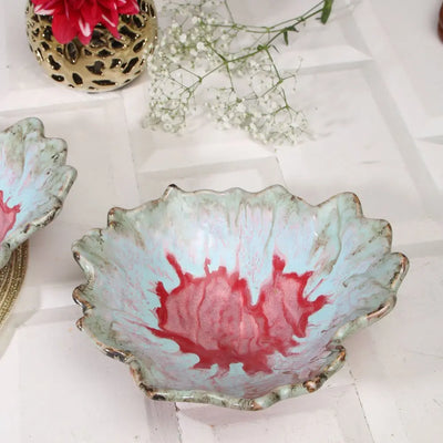 Amalfiee Rouge 8" Handmade  Leaf Ceramic Serving Bowl Amalfiee_Ceramics