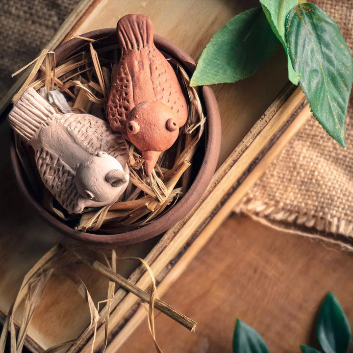 Bird Sculpture with nest Set of 3 Amalfiee_Ceramics