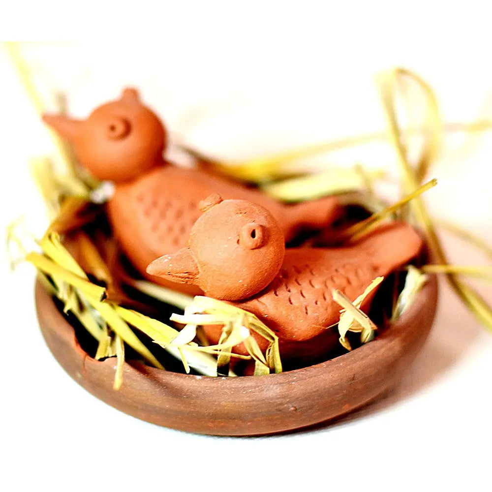 Bird Sculpture with nest Set of 3 Amalfiee_Ceramics