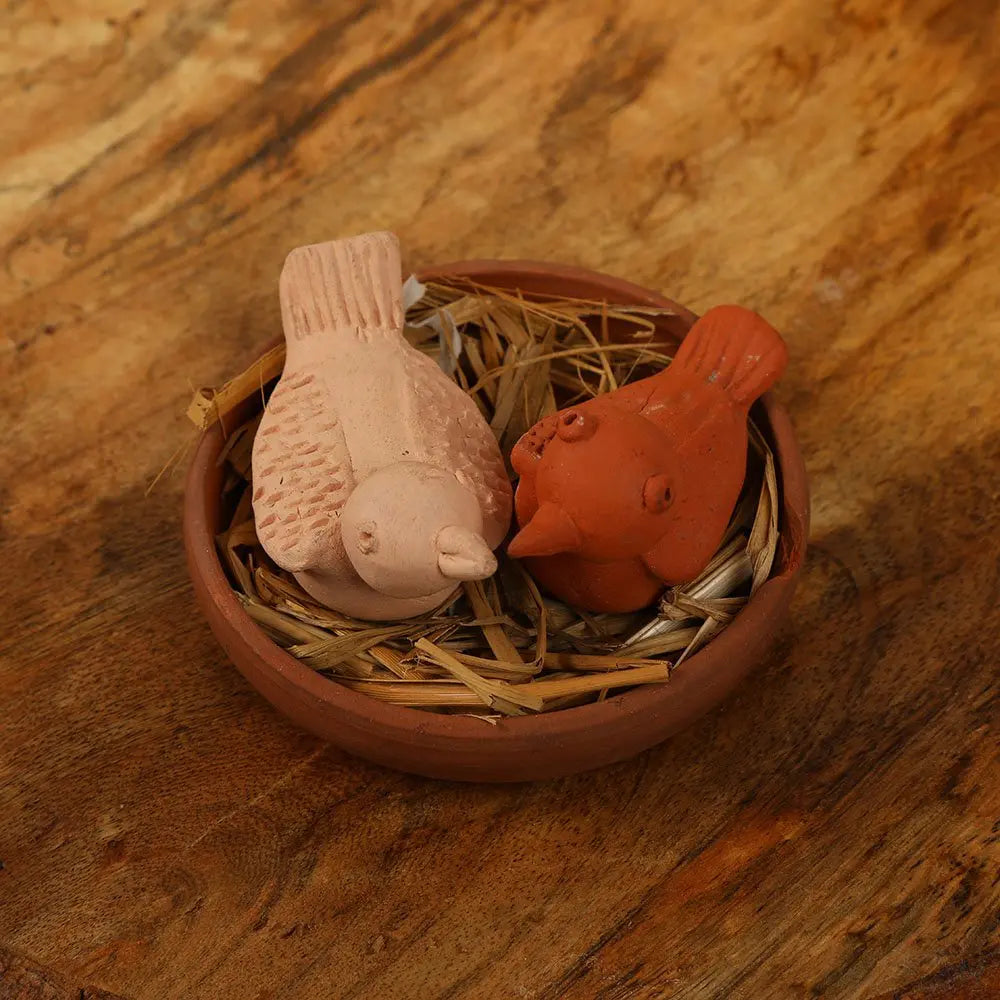 Bird Sculpture with nest Set of 3 Amalfiee_Ceramics