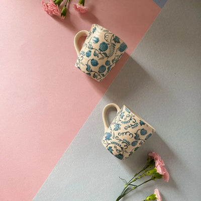 Blue Strawberry Ceramic Coffee Mug Set of 2 Amalfiee_Ceramics