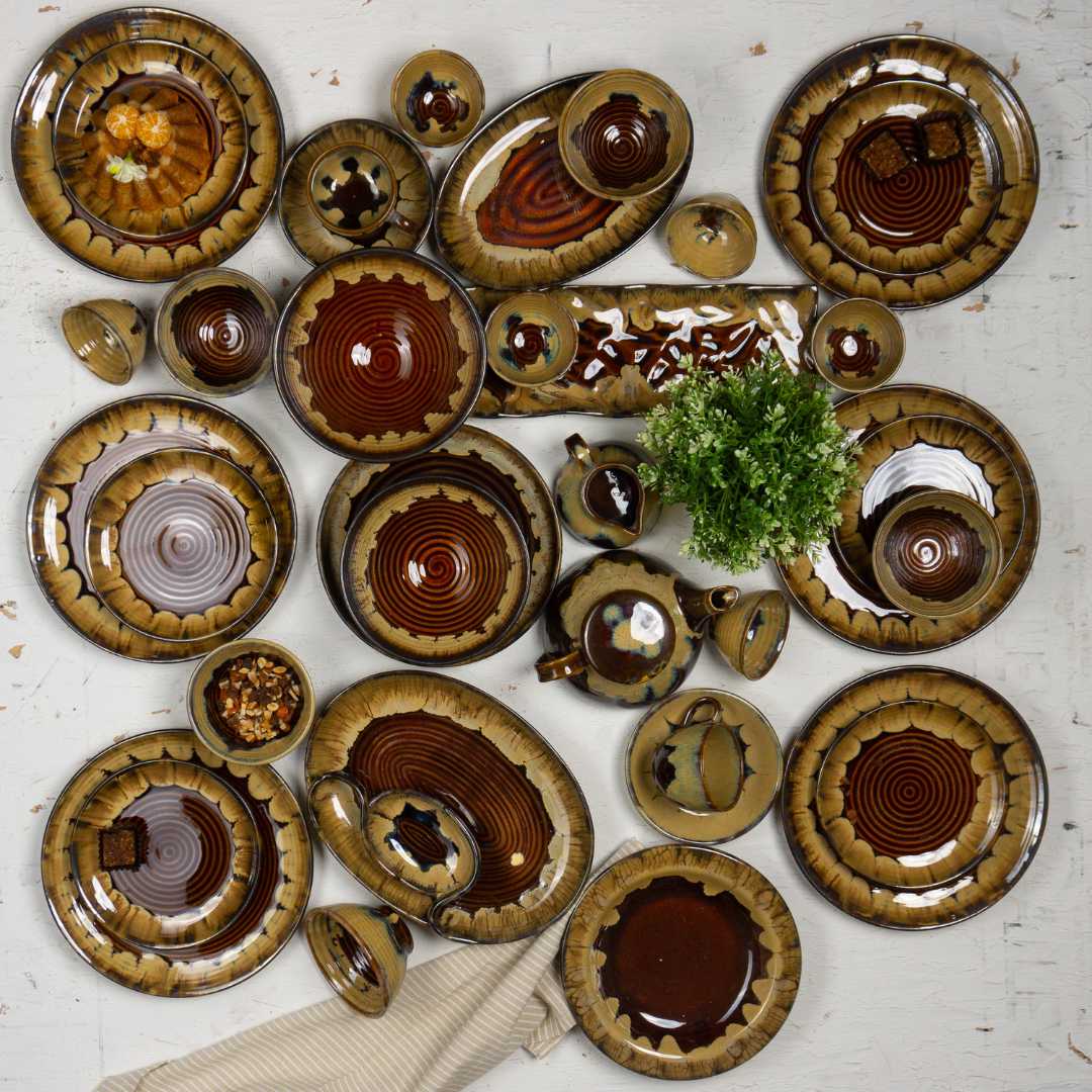 Caramel Haze 84pc Dinner Set Amalfiee Ceramics
