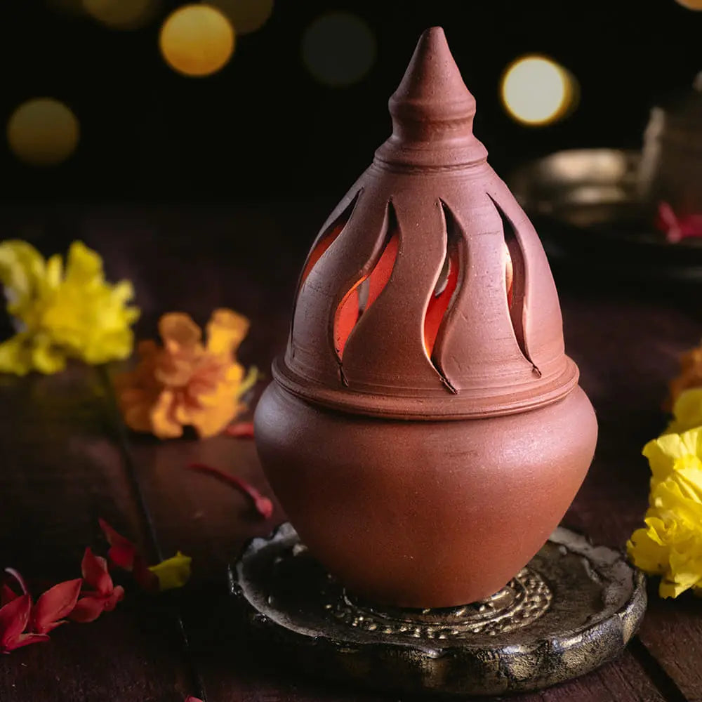 Carved Angithi Diya Lamp Amalfiee_Ceramics
