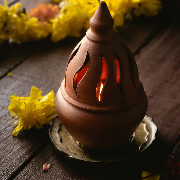 Carved Angithi Diya Lamp Amalfiee_Ceramics