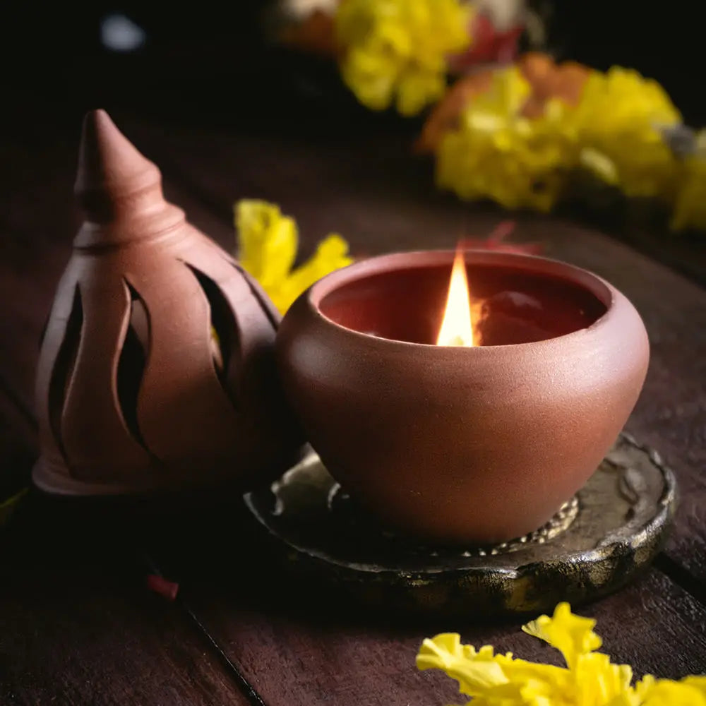 Carved Angithi Diya Lamp Amalfiee_Ceramics