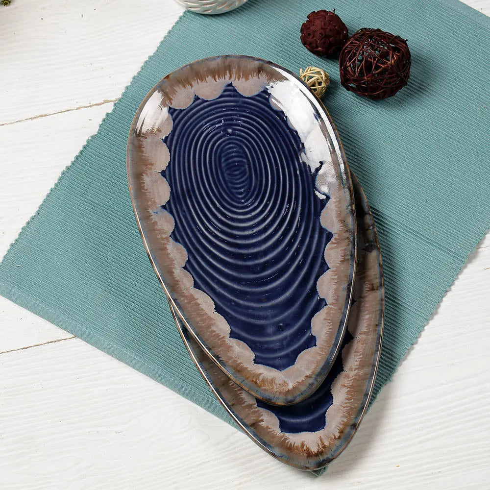 Gulchandani Ceramic Oval Serving Platter Set of 2 Amalfiee_Ceramics