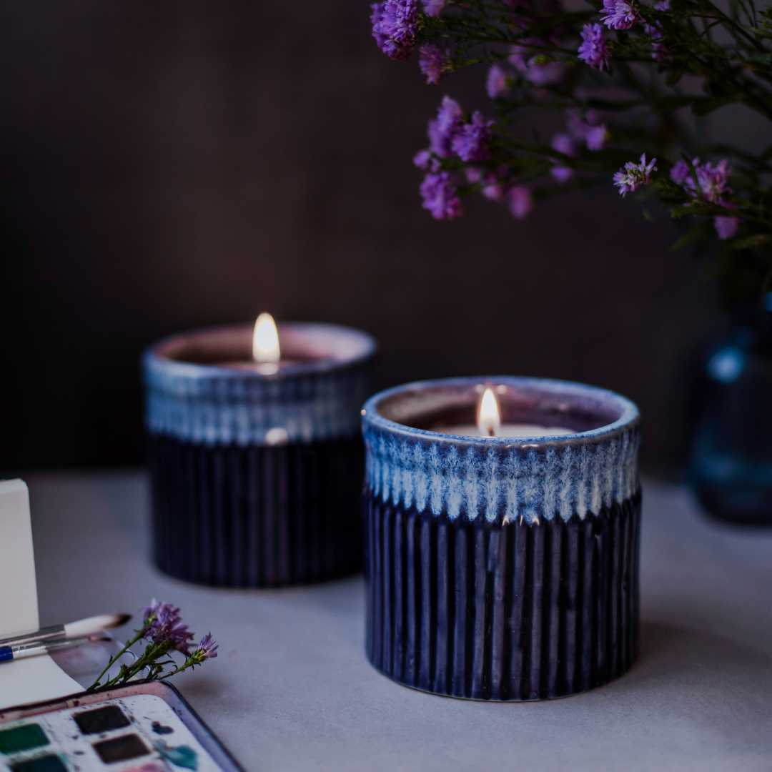 Gulchandani Premium Ceramic Bowl Scented Candle set of 2 Amalfiee Ceramics