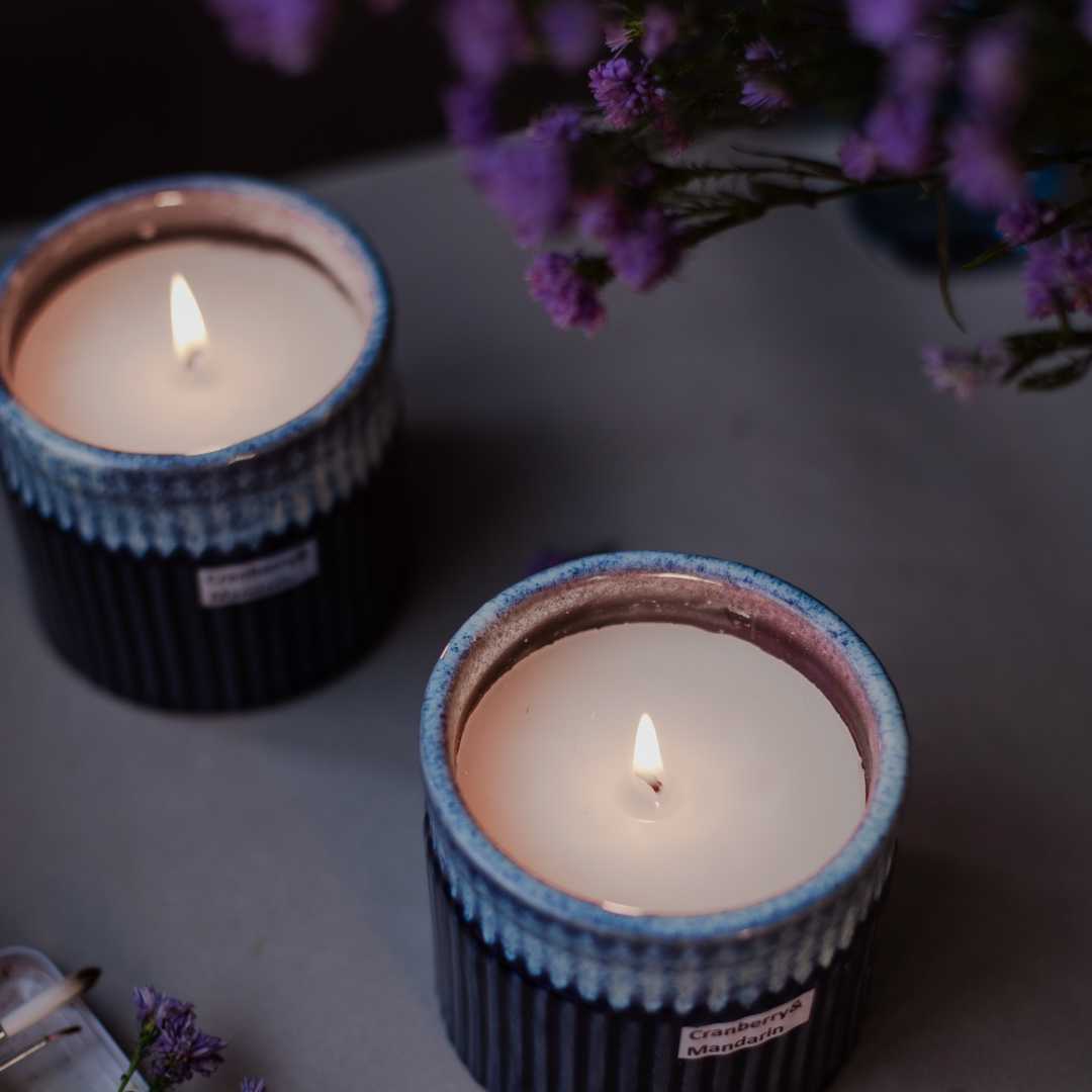 Gulchandani Premium Ceramic Bowl Scented Candle set of 2 Amalfiee Ceramics