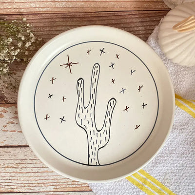 Hand-painted Cactus Ceramic Dinner Plate Amalfiee_Ceramics