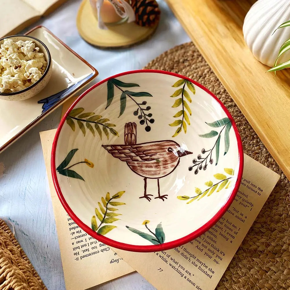 Hand-painted Ceramic Bird Serving Bowl Amalfiee_Ceramics