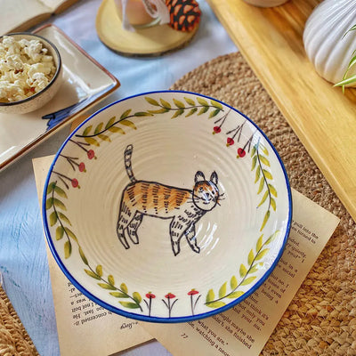 Hand-painted Tiger Ceramic Serving Bowl Amalfiee_Ceramics