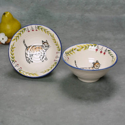 Hand-painted Tiger Ceramic Serving Bowl Set of 2 Amalfiee_Ceramics