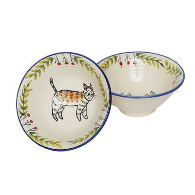 Hand-painted Tiger Ceramic Serving Bowl Set of 2 Amalfiee_Ceramics