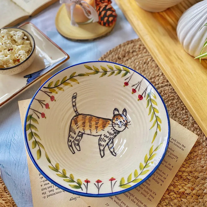 Handpainted Snack Bowl and Ceramic Serving Tray Breakfast Set of 3 pcs Amalfiee_Ceramics