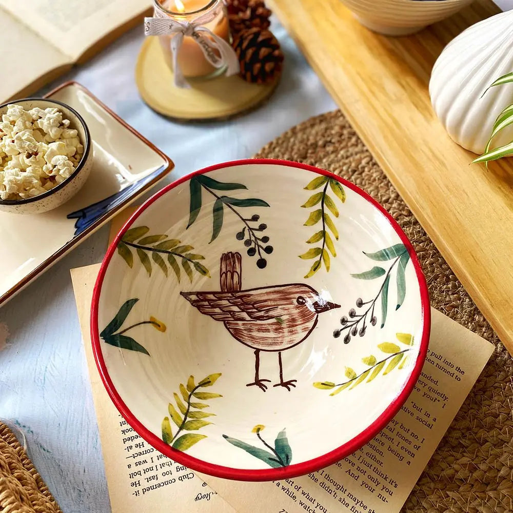 Handpainted Snack Bowl and Ceramic Serving Tray Breakfast Set of 3 pcs Amalfiee_Ceramics
