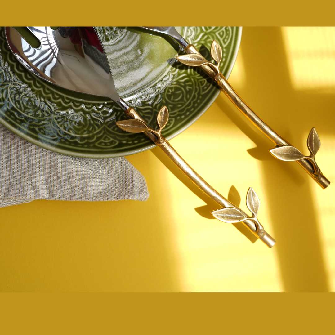 Hiraeth Gold Serving Spoon Set of 2 Amalfiee Ceramics