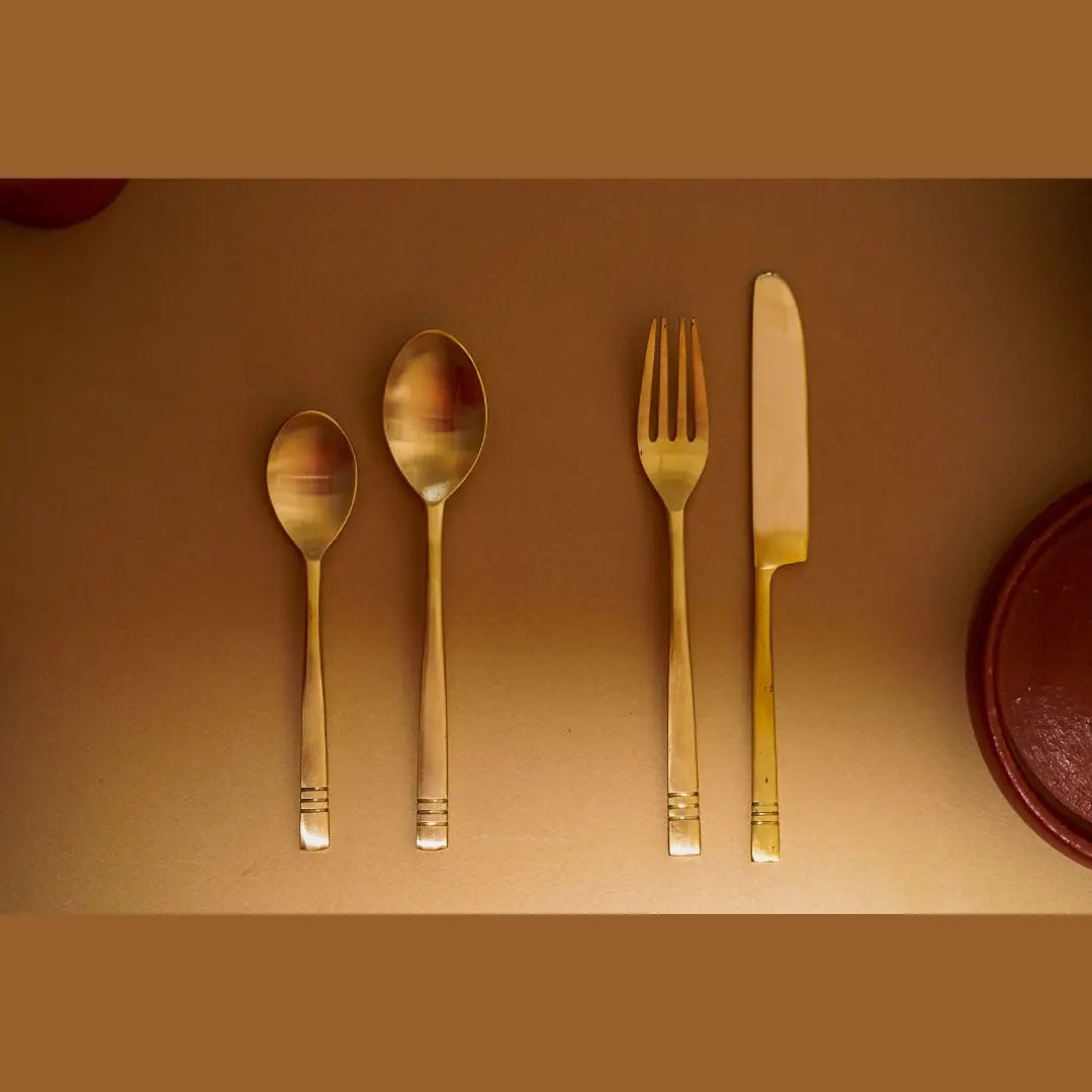 Kansa Premium Brass Gold Cutlery Set of 24pcs Amalfiee Ceramics
