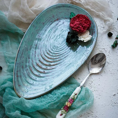 Komal 13" Ceramic Oval Platter Amalfiee_Ceramics