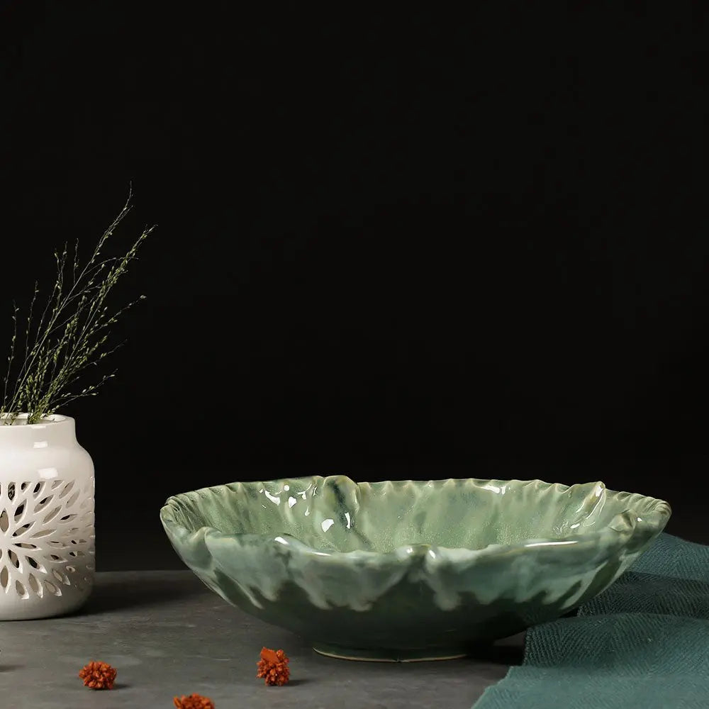 Komal Green Ceramic Serving Bowl Amalfiee_Ceramics