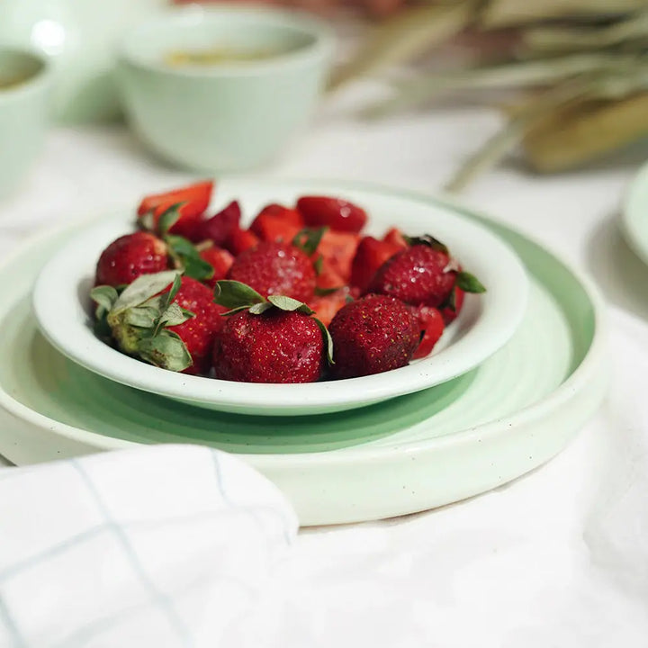 Lemongrass 8.5" Flat Indian Rice Ceramic Plate Amalfiee_Ceramics