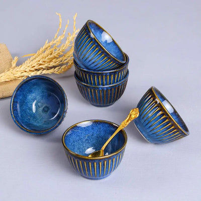 Mehran Ceramic Portion Bowl with Golden Rimmed Edges Amalfiee_Ceramics