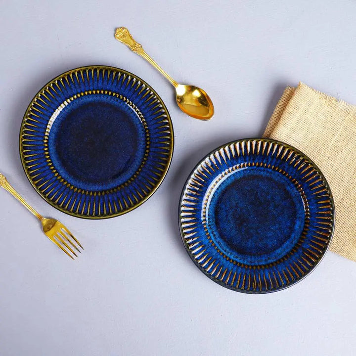 Mehran Ceramic Salad Plates with Golden Rimmed Edges Set of 2 Amalfiee_Ceramics