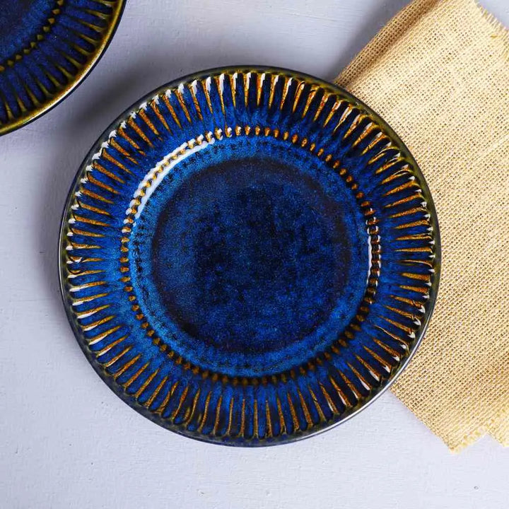 Mehran Ceramic Salad Plates with Golden Rimmed Edges Set of 2 Amalfiee_Ceramics