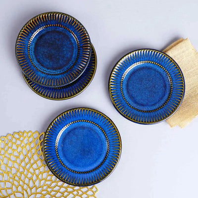 Mehran Ceramic Salad Plates with Golden Rimmed Edges Set of 2 Amalfiee_Ceramics