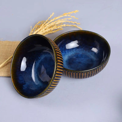 Mehran Ceramic Serving Bowls with Golden Rimmed Edges Amalfiee_Ceramics
