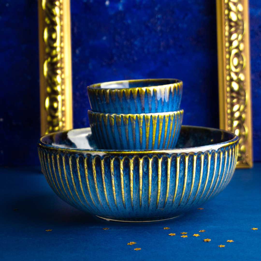 Mehran Gold Rimmed Absolute Bowl set of 3pcs Amalfiee_Ceramics