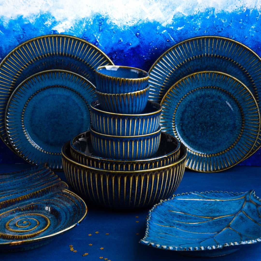 Mehran Gold Rimmed Massive Ceramic Dinner Set of 82pcs Amalfiee Ceramics