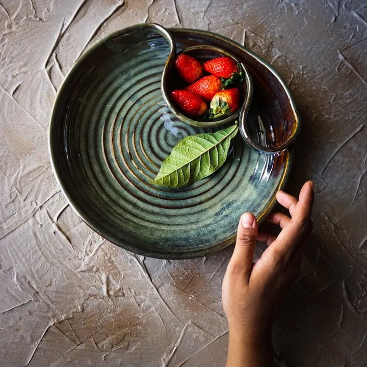 Navhara Ceramic Chip and dip 11" Platter Amalfiee_Ceramics