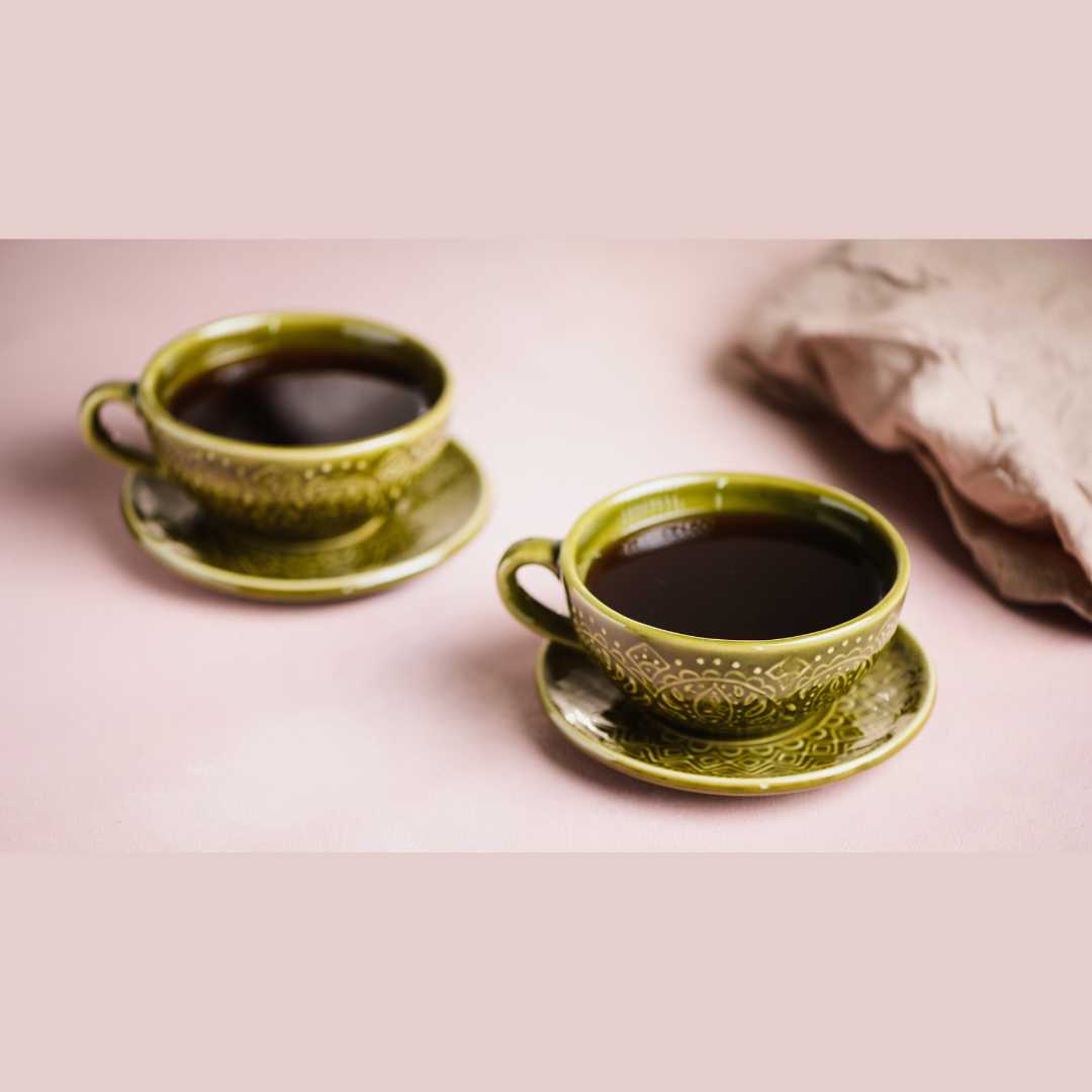 Paris Premium Ceramic Coffee Cup &amp; Saucer Set of 2 Amalfiee Ceramics