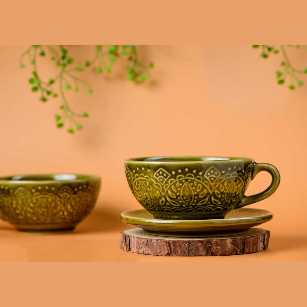 Paris Premium Ceramic Coffee Cup &amp; Saucer Set of 2 Amalfiee Ceramics
