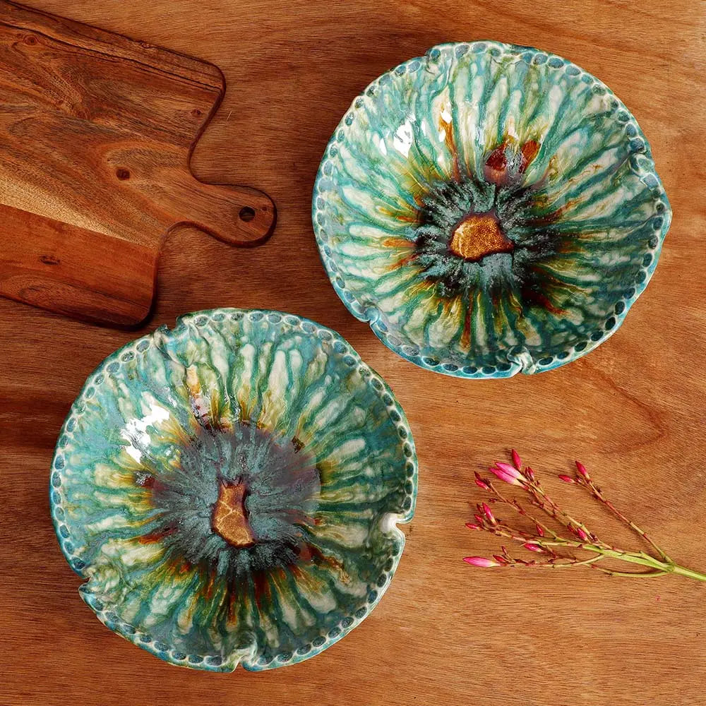 Peppermint Ceramic Large Rainbow Serving Bowl Set of 2 Amalfiee_Ceramics