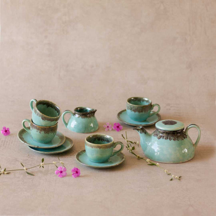 Peppermint Ceramic Lavish Tea Set of 11 Pieces Amalfiee Ceramics